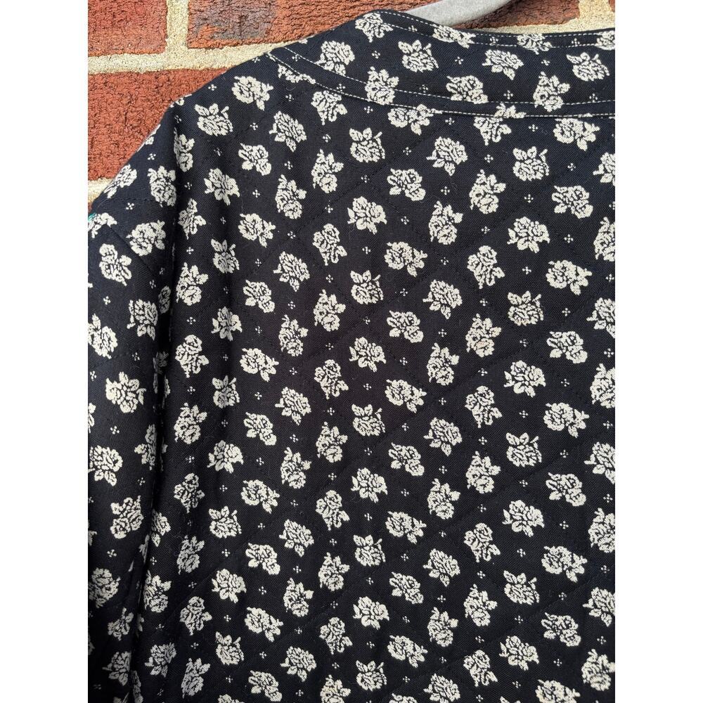 Vintage Floral Crop Jacket Womens Small Black White Cotton Boho Cottagecore - Picture 10 of 10